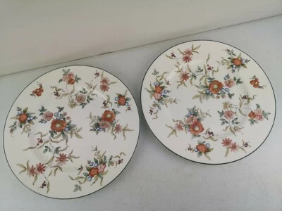 2 pratos de jantar vintage de madeira de osso floral PHILIPPA 27,5 cm conjunto B muito bom estado usado - Imagem 1 de 4
