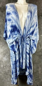 Romantic Gypsy Blue & White Tie Die Kimono sz 3X (14949) - Picture 1 of 8