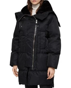 ALLSAINTS Kayla Puffer Winter Jacket Parka Black Hooded Fleece sz. Small RRP 615 - Picture 1 of 18
