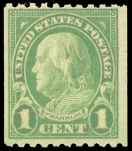 Scott 604, The 1924 1¢ Benjamin Franklin Coil Issue - Como nuevo, nunca montado - Imagen 1 de 1