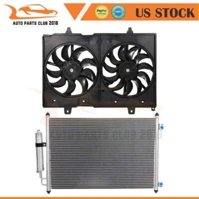 AC Condenser and Cooling Fan Assembly Fit for 2010 2011 2012 2013 Nissan Rogue — 第 1/4 张图片
