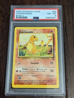 2000 Pokemon Base Set 2 Charmander #69 - PSA 8 NM-MT - Image 1 of 3