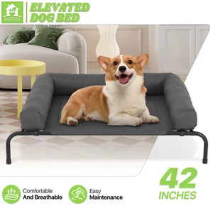 Cama de malla transpirable de 42" para perro de refrigeración elevada cama elevada con reposacabezas - Imagen 1 de 12