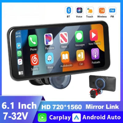 6.1inch CarPlay Car Stereo Radio Android Auto Support Bluetooth Car Mirror Video - Image 1 of 4