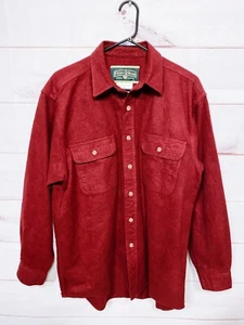 Field & Stream Mens Flannel Jacket Shirt Size L Burgundy Button Up Long Sleeve - Picture 1 of 6
