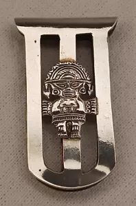925 STERLING GELDKLAMMER signiert FS SELTEN EINZIGARTIG ALTE AZTEKISCHE CHIEFTAIN GELDCLIP - Bild 1 von 5