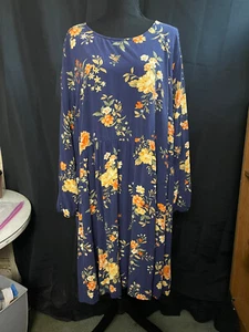 Old Navy Plus XXL Sommerkleid Blumen marine orange Boho Chic Urlaub Vibes - Bild 1 von 3