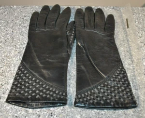Portolano Women’s Italian Leather Gloves Black Sz 7 Cashmere Lined NWOT Older - Picture 1 of 5