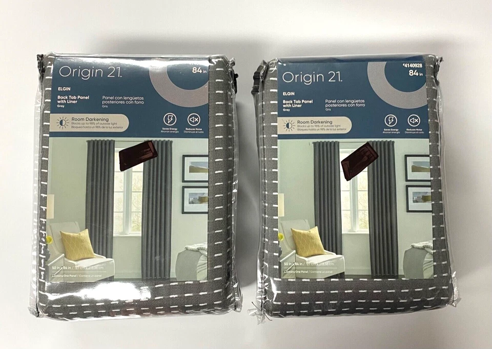 ORIGIN 21 ELGIN 50" " GRAY Rm DARKENING CURTAIN Blk Tab PANEL 4140928