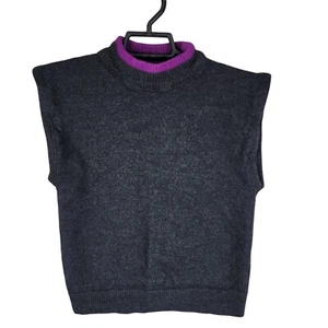 Girls Pendleton Wool Sweater Vest Charcoal Gray & Purple Crew Neck Size L - Picture 1 of 7