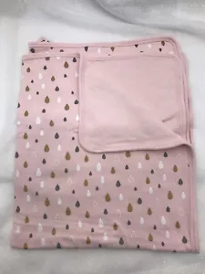Skip Hop Pink Brown Gray Raindrops Baby Blanket 2 Layer Cotton Security Lovey - Picture 1 of 11