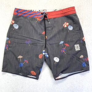 Volcom Boardshorts Mens 36 Black Slingers Umbrellas All Over Print Surfing - Picture 1 of 9