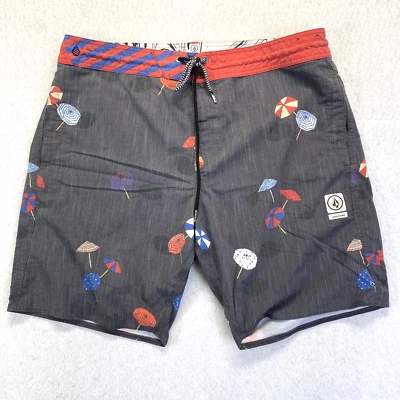 Volcom Boardshorts Mens 36 Black Slingers Umbrellas All Over Print Surfing - Image 1 of 4