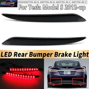 2x LED Black Lens Bumper Reflector Tail Stop Brake Light For 2012+ Tesla Model S - Picture 1 of 16