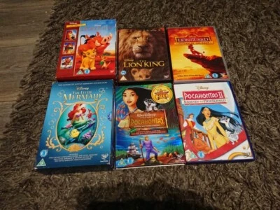 Disney 10 X DVD CLEARANCE Bundle (Lion King / Little Mermaid Trilogy/ Pocahontas - Immagine 1 di 2