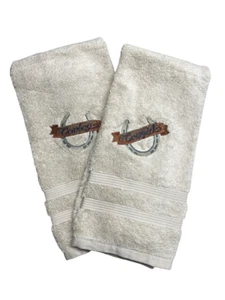 Neu Western His & Hers Cowboy Cowgirl Handtuch Set Hufeisen Bad Deko Geschenk  - Bild 1 von 3