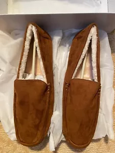 PAWJ California Men’s Ascot Faux Fur Slippers Brown/Chestnut (UGGS Eddie Bauer) - Picture 1 of 5