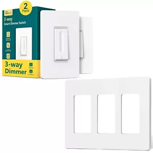 TREATLIFE 3-Gang Screwless Wall Plates 1Pack+3 Way Smart Dimmer Switch 2Pack - Picture 1 of 9