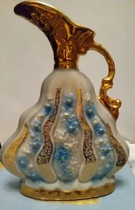 Beam's 155 Months Blue & White Flowers with Gold Whiskey Decanter in Case Empty - Picture 1 of 15