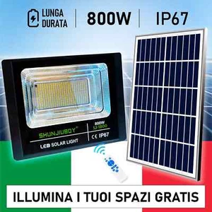 FARETTO LED ESTERNO con PANNELLO SOLARE 800W FARO FARETTI CREPUSCOLARE IP67 - Foto 1 di 19