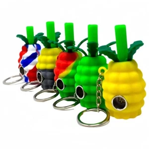 1pc Pineapple Silicone Hand Pipe With Key Chain, Assorted Colors - Picture 1 of 4
