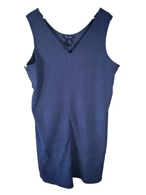 Denim Co Jumper Midi Dress Womens Plus 1X Navy Sleeveless Buttons Soft - Image 1 of 4