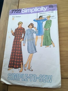 1976 Original SIMPLICITY SEWING Pattern 7723 night wear size Med CUT FREE P&P - Picture 1 of 4