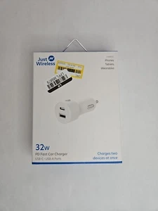 Just Wireless Pro Series 32W 2-Port USB-A & USB-C Car Charger - White - Picture 1 of 4