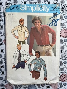 Camisa para hombre Simplicity patrón de costura 7585 talla 40 SIN CORTAR - Imagen 1 de 3