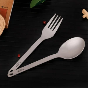 Titanium Flatware Portable Spoon Fork Camping Cutlery Set Ultralight Outdoor - Picture 1 of 10