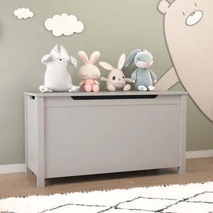 Kids Wooden Toy Box Storage with Safety Hinged Lid for Ages 2+ (Gray) - Picture 1 of 23