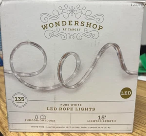 Wondershop 135ct Christmas LED Rope String Lights Pure White 15' - Picture 1 of 1