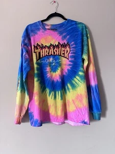 Thrasher Skateboard Magazine Tie-Dye Shirt Size Large Long Sleeve Multi Color - Picture 1 of 9