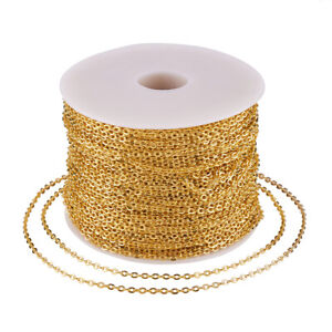 109yds/Roll Gold Tone Iron Unsoldered Cross Chains Oval Link Strings 3x2x0.6mm