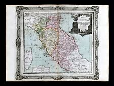 1766 Brion Map Central Italy Florence Rome Pisa Vatican Sienna Tuscany Ravenna