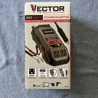 VECTOR 500 vatios inversor de potencia, doble inversor de alimentación, dos puertos de carga USB Foto 1 de 4