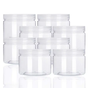 12oz Clear Plastic Storage Jars Containers,8 Pack Refillable Wide-Mouth Plast... - Picture 1 of 7