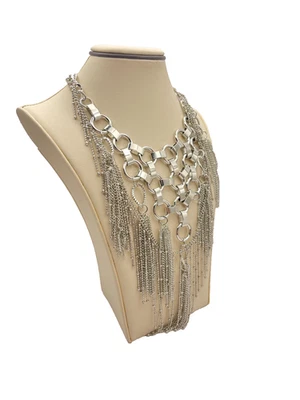 Juego de 2 collares de bolas/cuentas de cadena abstracta plateados 32" 34" Foto 1 de 4