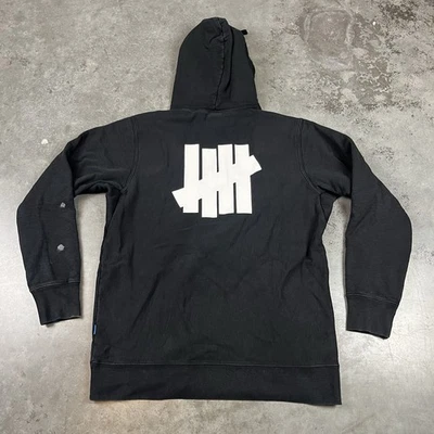 Vintage Undefeated Hoodie Mens Large Black Heavyweight Flaws Streetwear Preowned - Image 1 of 4