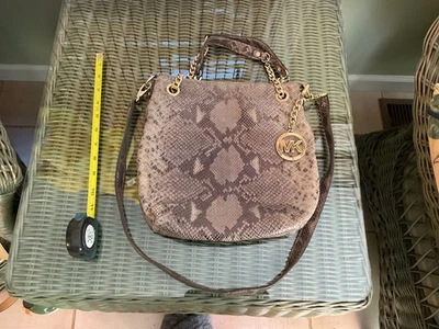 MICHAEL KORS JET SET Gray Python Leather North South Convertible Chain Hobo - Image 1 of 4