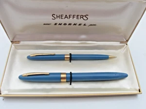 EUC Vintage 50er türkis blau Sheaffers Admiral Schnorchel Stift Bleistift Set SCHÖN! tt - Bild 1 von 8