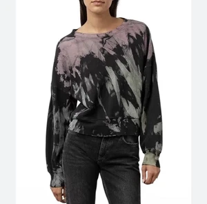 Rails Marlo Side-Zip Tie-Dye Sweatshirt Women’s XL Black Pink Cotton Modal - Picture 1 of 8