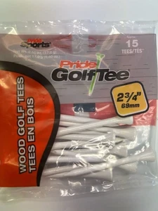 Pride Golf Tees (2.75", White, 15pk) 100% Solid Hardwood NEW - Picture 1 of 1