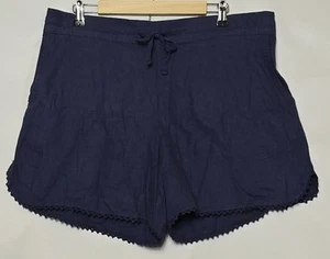 Pantaloncini donna nuovi con etichette Terra & Sky misto lino pull on con tasche blu navy taglia 0X - Foto 1 di 6