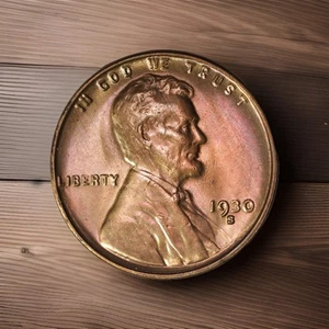 1930-S, Lincoln Wheat Penny, Cent, BU, Uncirculated, Reverse Die Crack Error - Picture 1 of 6