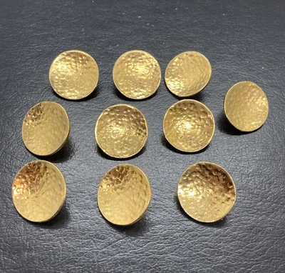 Buttons Set of 10 Metal Brass Colored Hammered Design 1”  Vintage Sewing - Image 1 of 4