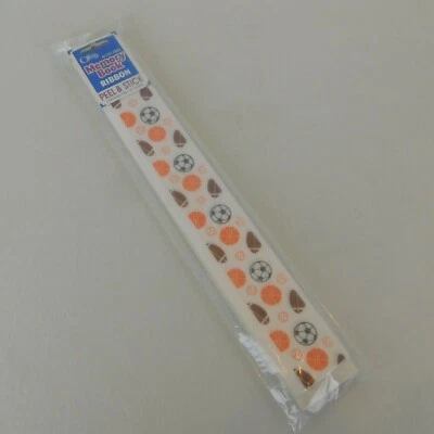 Memory Book Ribbon Sports Offray Peel Stick Acid-Free Scrapbooking Soccer Ball - Image 1 of 4