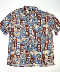 Grant Thomas XL mens shirt Rayon 90s Style Retro Short Sleeve Button Up vacation - Picture 1 of 7