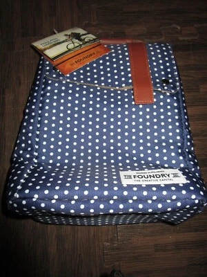Bolsa de almuerzo The Foundry azul blanco a lunares aislada tintorera nueva con etiquetas Foto 1 de 4