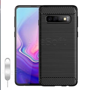 Custodia in fibra di carbonio resistente morbida per Samsung Galaxy S10+ SM-G975 - Foto 1 di 1